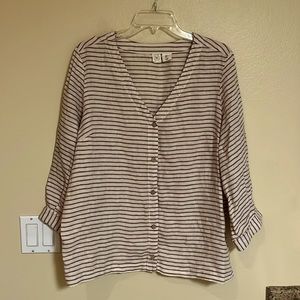 Artisan NY 100% Linen striped button down top